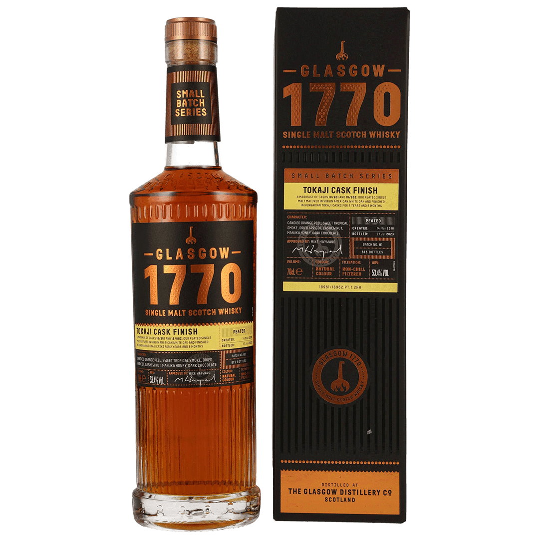 1770 Glasgow 2018/2023 - 5 Jahre - Peated Tokaji Cask Finish - Fassnummer 18/962+18/962