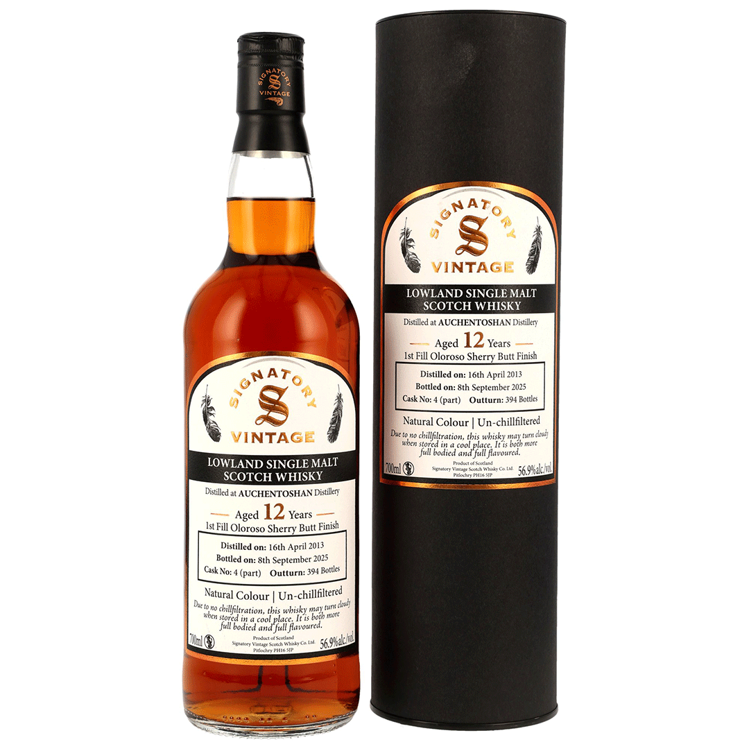 Auchentoshan 2013/2025 - 12 Jahre - 1st Fill Oloroso Sherry Cask Finish - Fassnummer 4 - Signatory Vintage