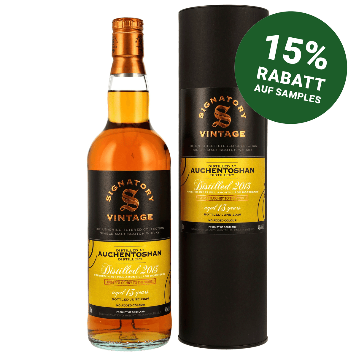 Auchentoshan 2013/2026 - 13 Jahre - 1st Fill Amontillado Sherry Casks Finish - The Un-Chillfiltered Collection - Signatory Vintage