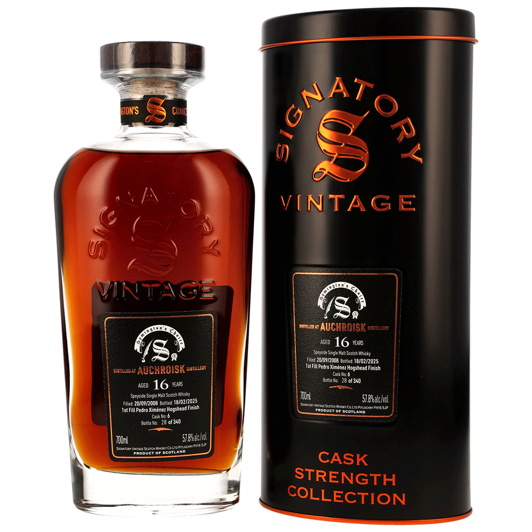 Auchroisk 2008/2025 - 16 Jahre - 1st Fill PX Hogshead Finish - Fassnummer 6 - Signatory Symingtons Choice