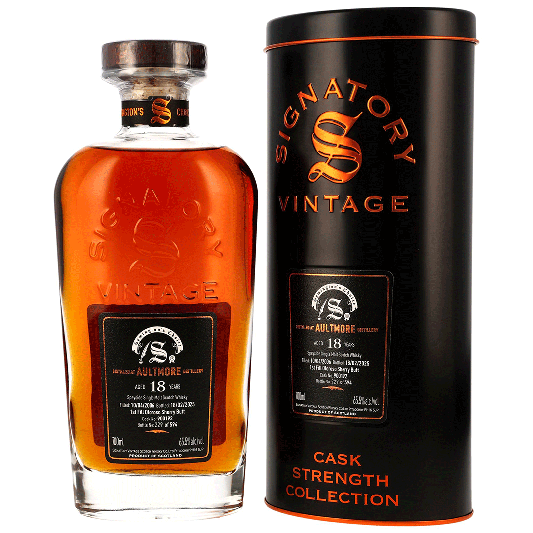 Aultmore 2006/2025 - 18 Jahre - 1st Fill Oloroso Sherry Butt - Fassnummer 900192 - Signatory Symingtons Choice