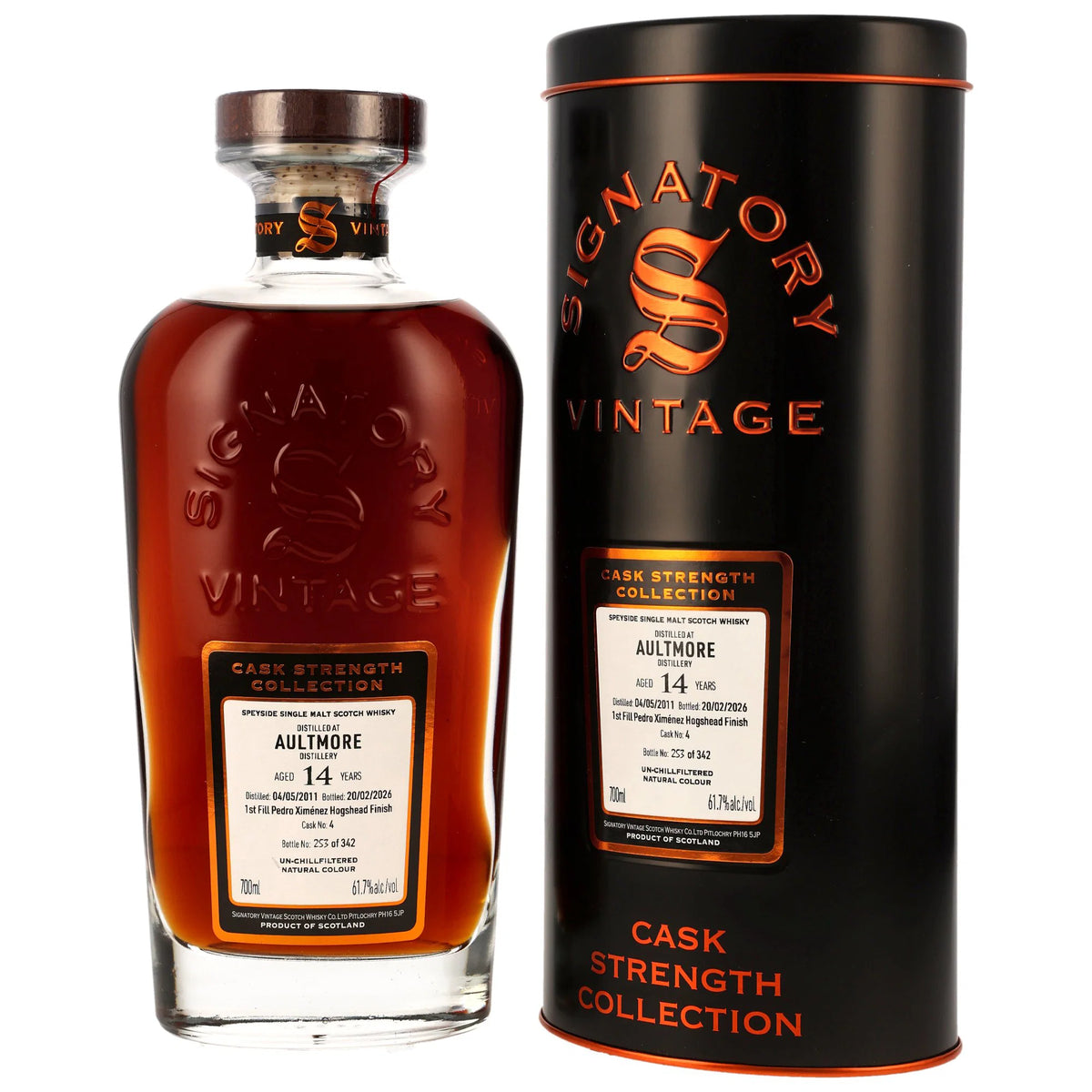 Aultmore 2011/2026 - 14 Jahre - 1st Fill Pedro Ximénez Hogshead - Fassnummer 4 - Cask Strength Collection - Signatory Vintage