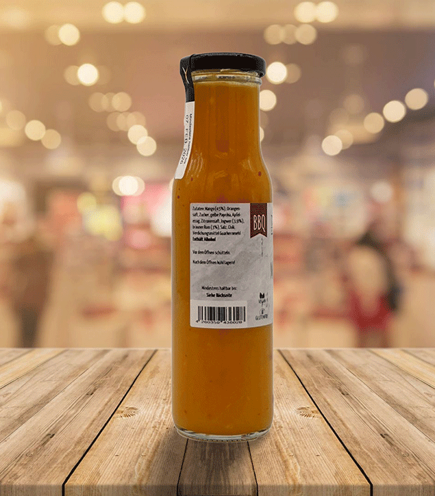 BBQ- Lieblingssauce Mango & Ingwer mit braunem Rum - 250 ml