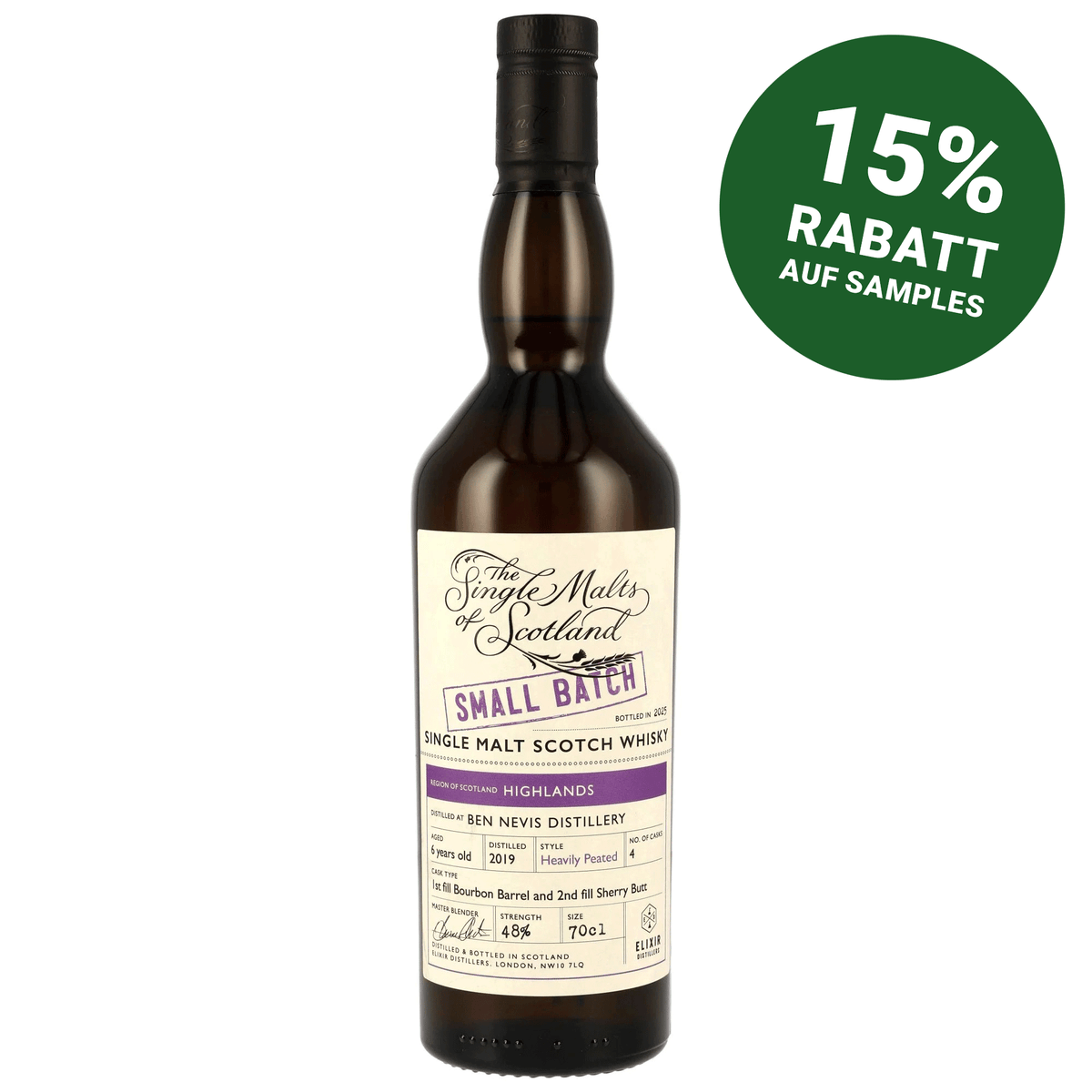 Ben Nevis 2019/2025 - 6 Jahre - Peated - 1st Fill Bourbon Barrel & 2nd Fill Sherry Butt - Small Batch - The Single Malts of Scotland