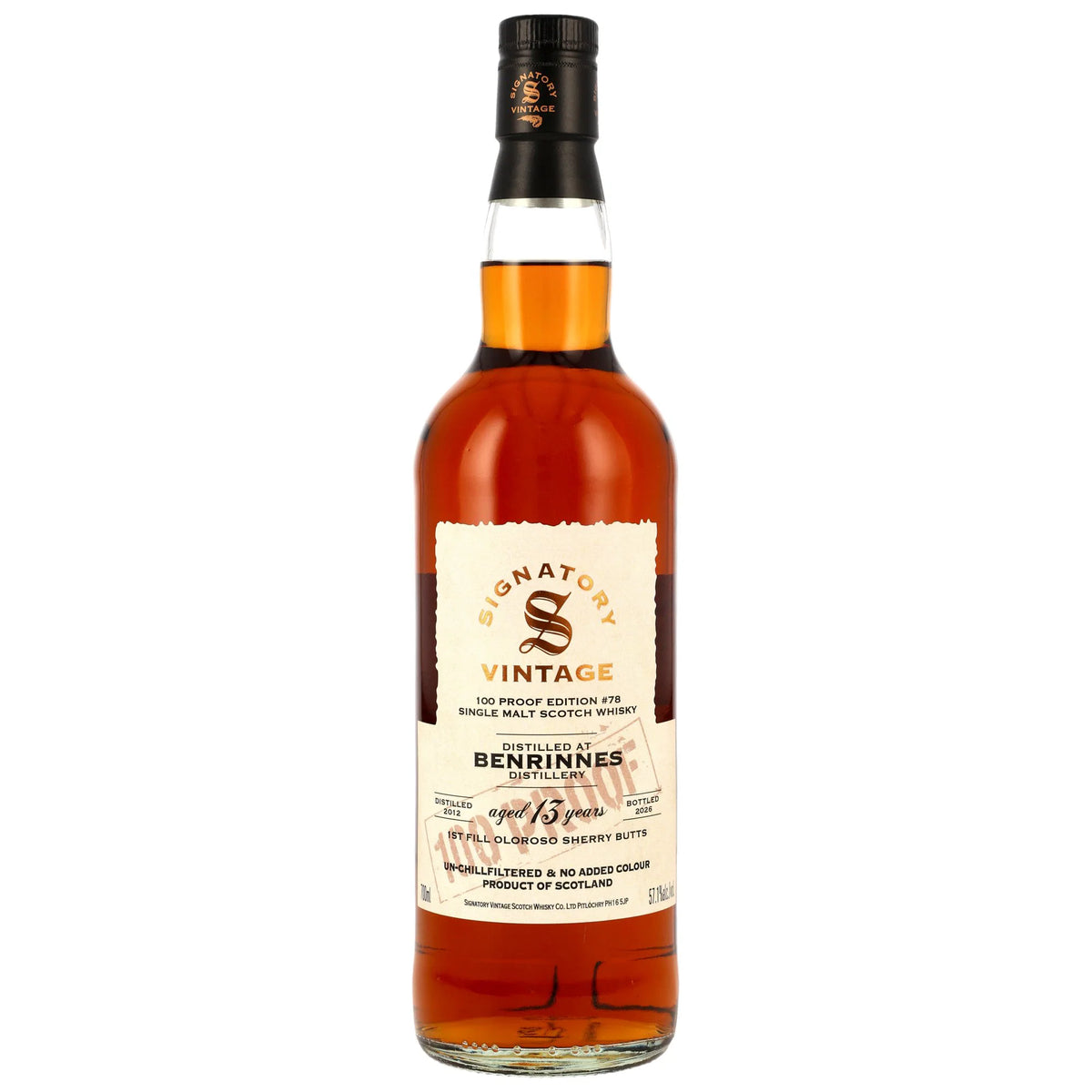 Benrinnes 2012/2026 - 13 Jahre - 1st Fill Oloroso Sherry Butts - Signatory 100 PROOF Edition #78