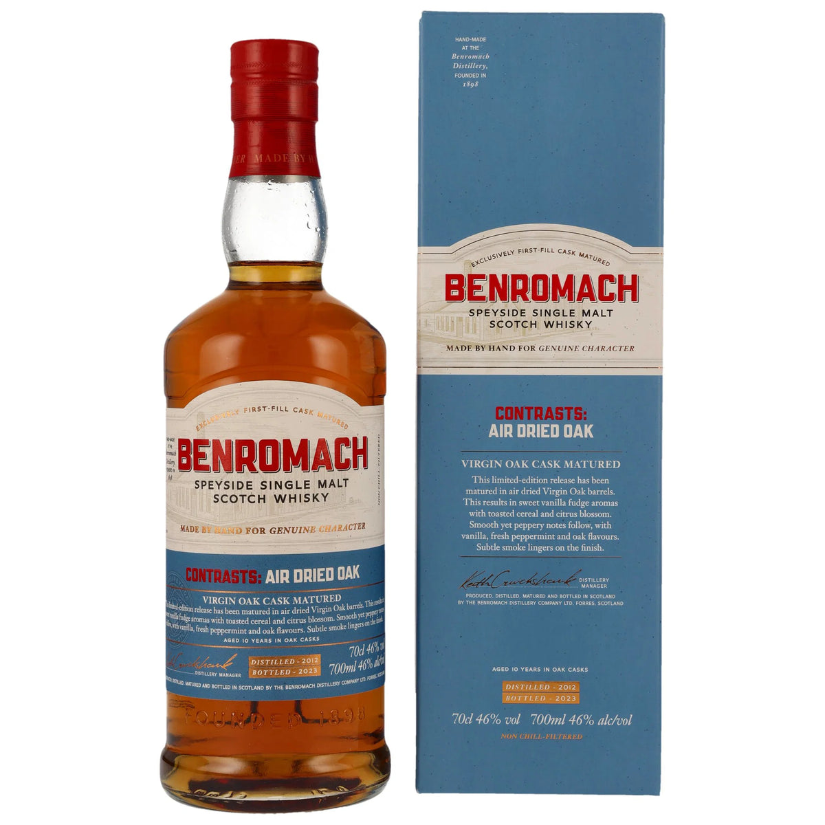 Benromach 2012/2023 - Contrasts: Air Dried Oak - Virgin Oak Cask Matured - Speyside Single Malt Scotch Whisky