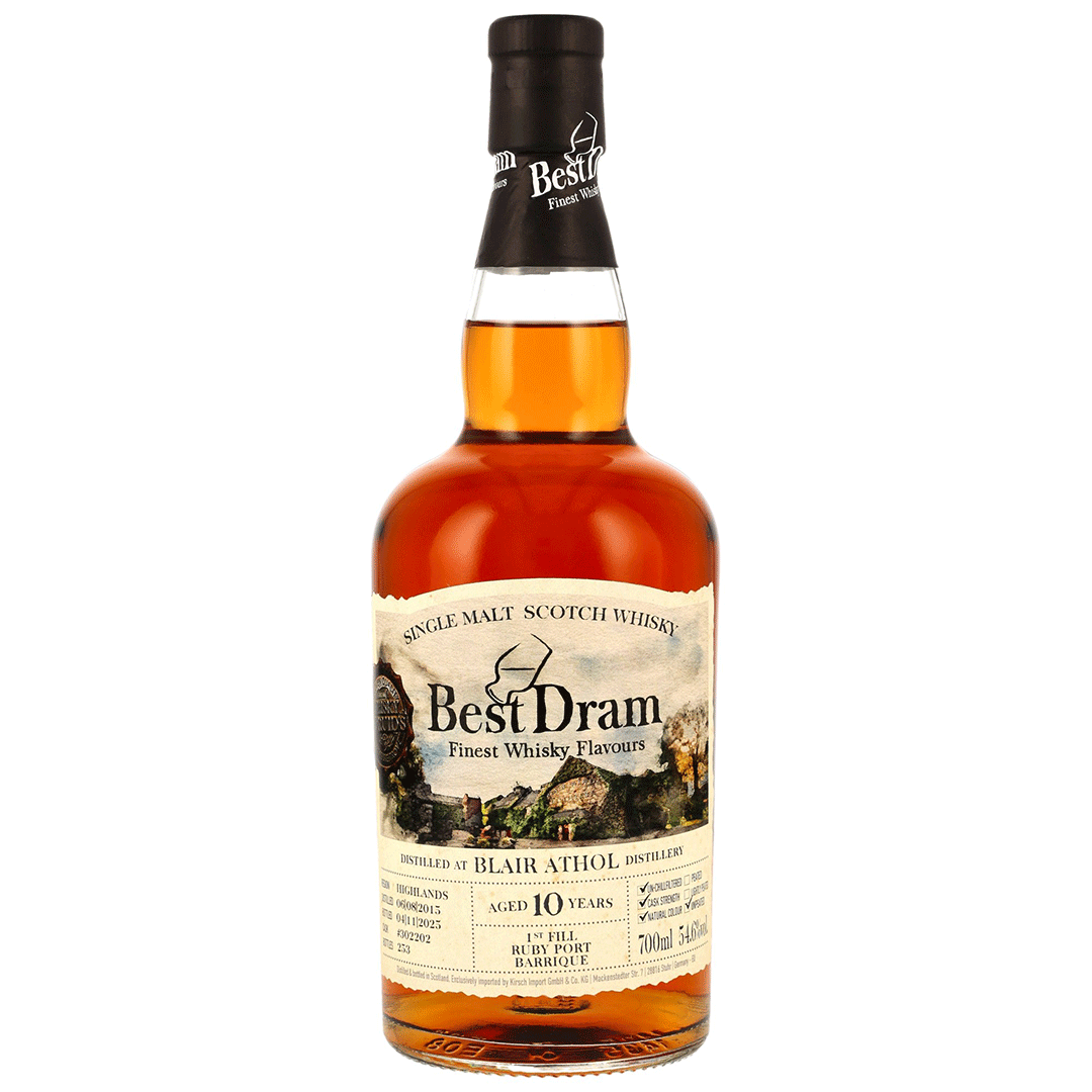 Blair Athol 2015/2025 - 10 Jahre - 1st Fill Ruby Port Barrique - Fassnummer 302202 - Best Dram