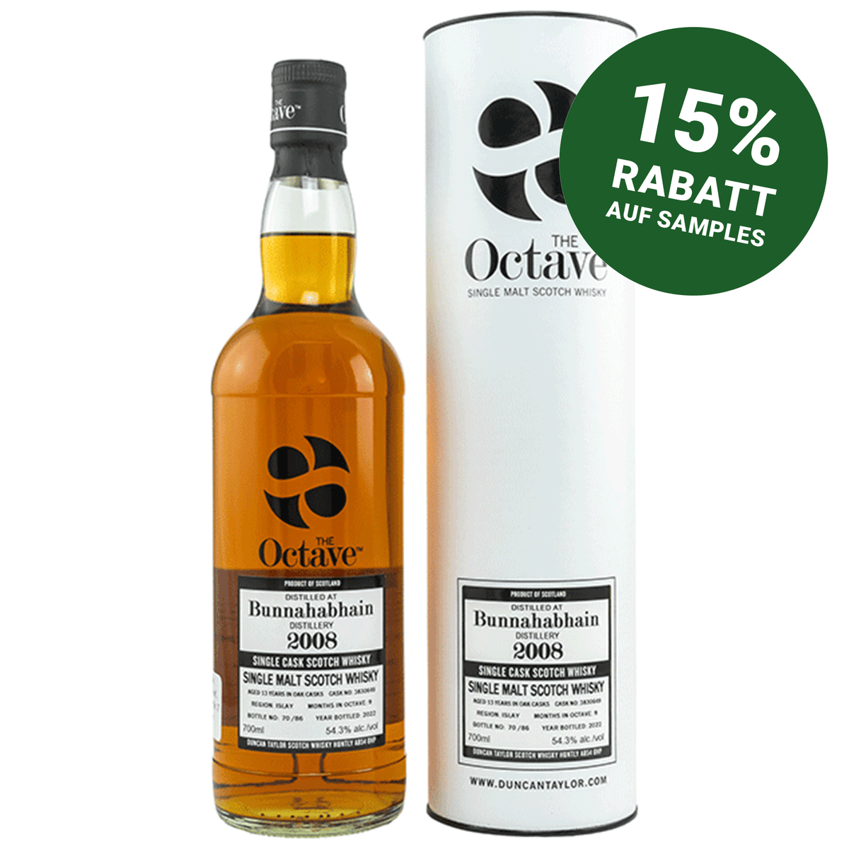 Bunnahabhain 2008/2022 - 13 Jahre - Fassnummer 3830649 - The Octave (Duncan Taylor)