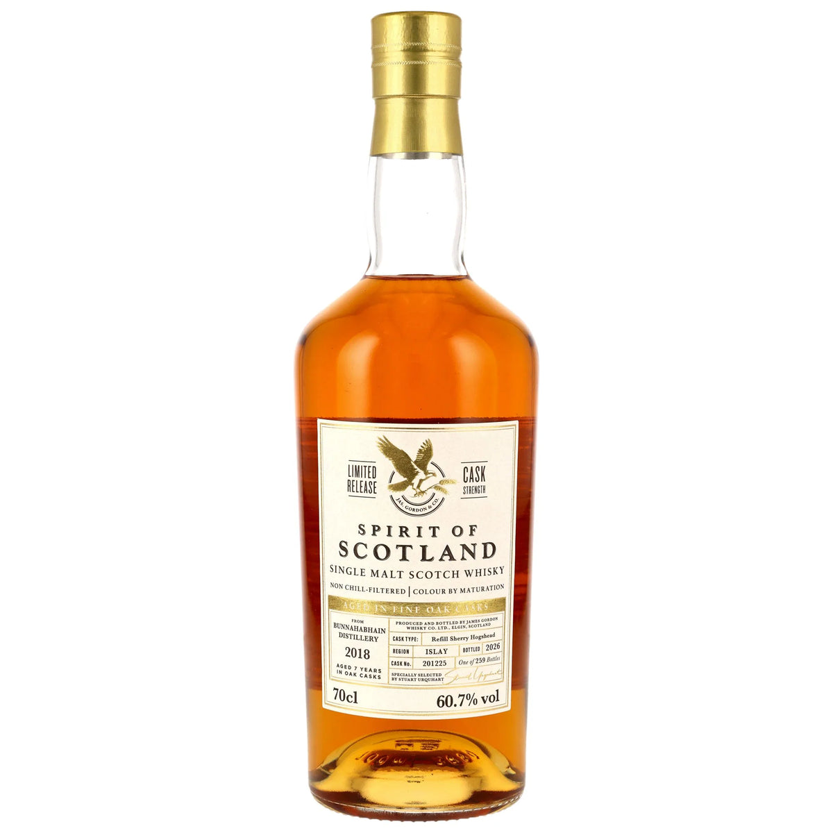 Bunnahabhain 2018/2026 - 7 Jahre - Refill Sherry Hogshead - Fassnummer 201225 - Spirit of Scotland - Gordon & MacPhail