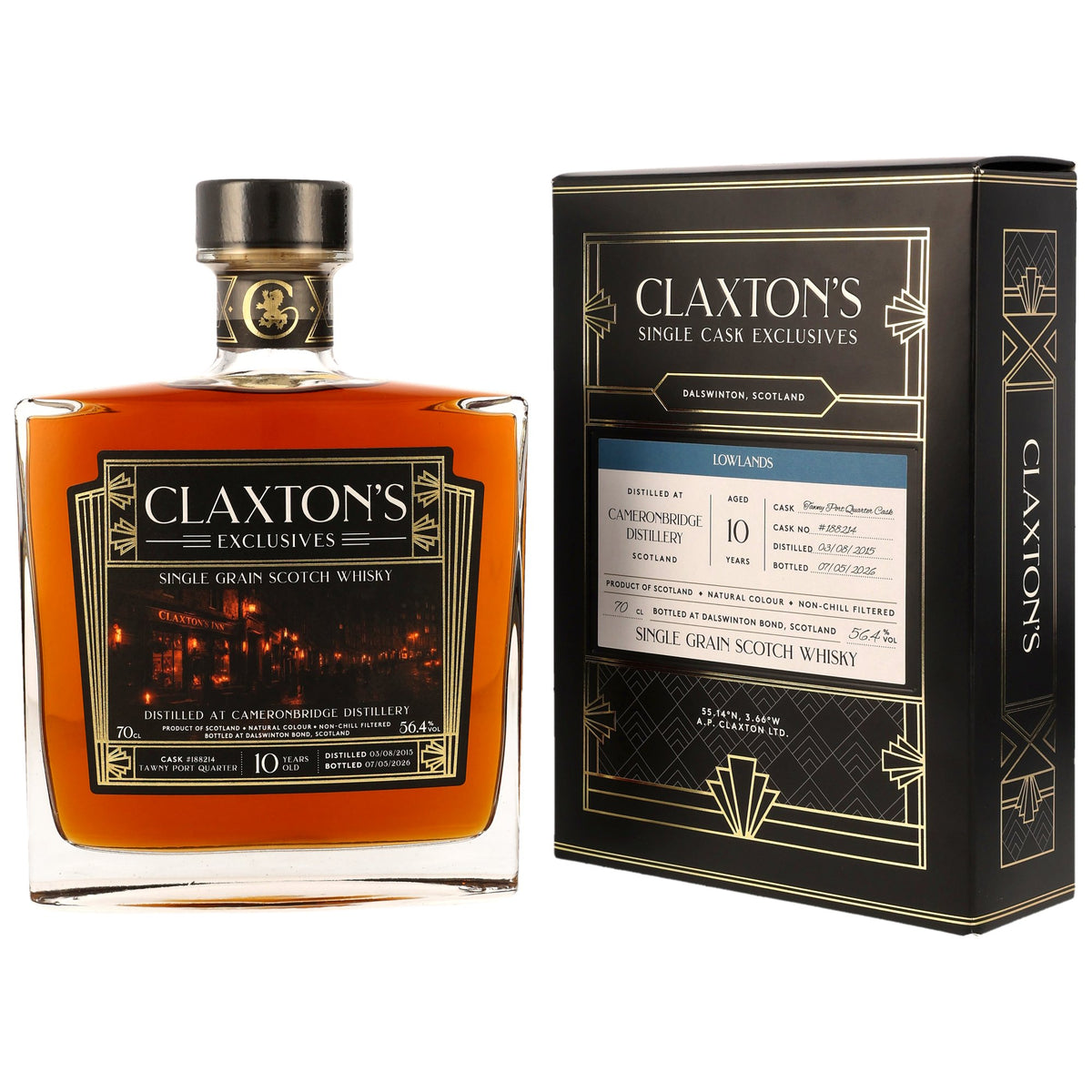 Cameronbridge 2015/2026 - 10 Jahre - Single Grain Scotch Whisky - Tawny Port Quarter Cask - Fassnummer 188214 - Claxton's