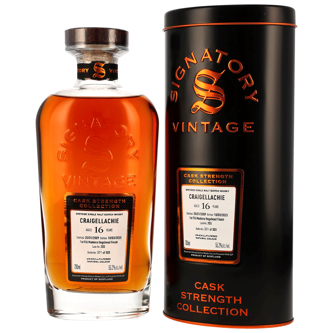 Craigellachie 2009/2025 - 16 Jahre - 1st Fill Madeira Hogshead Finish - Fassnummer 205 - Cask Strength Collection - Signatory Vintage