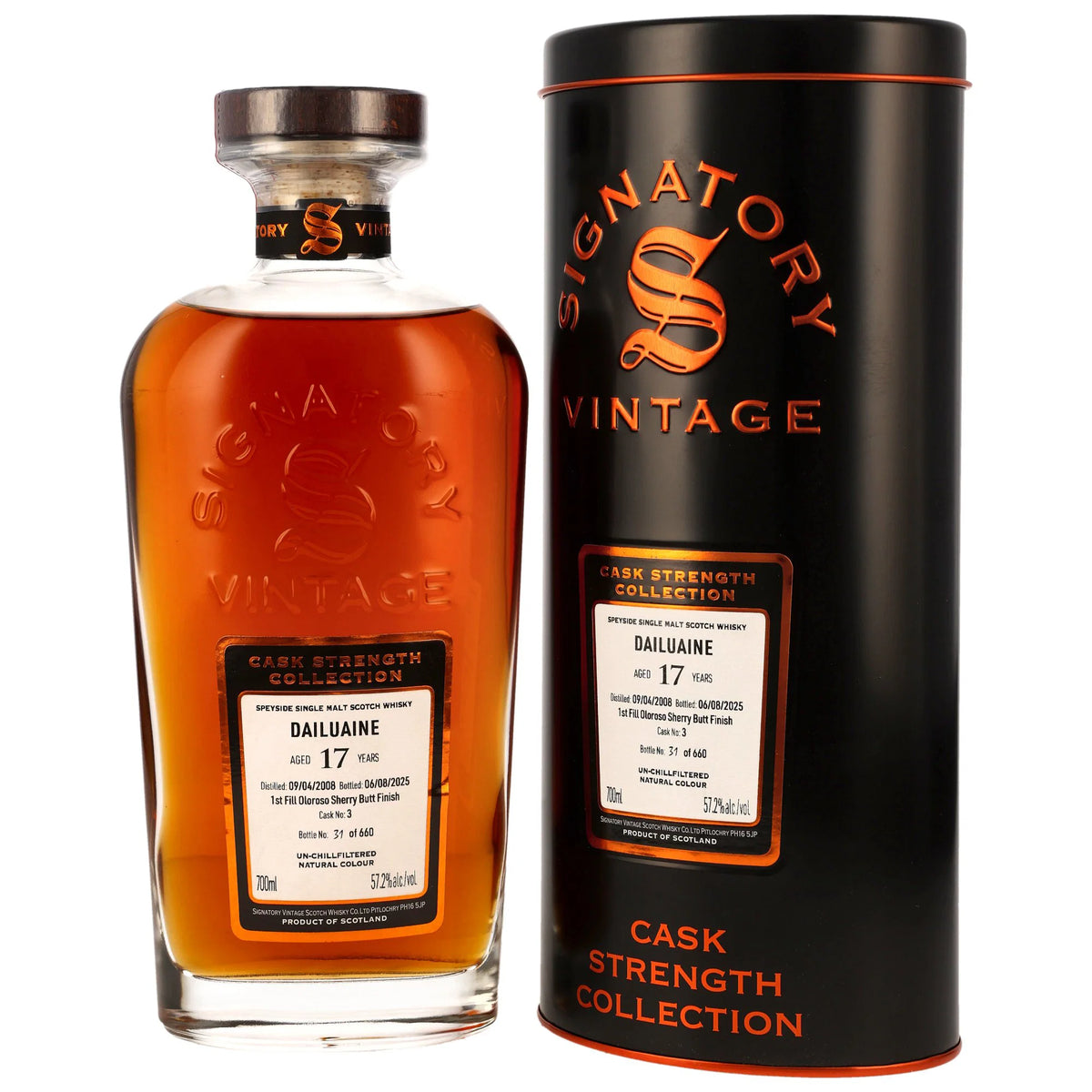 Dailuaine 2008/2025 - 17 Jahre - 1st Fill Oloroso Sherry Butt - Fassnummer 3 - Cask Strength Collection - Signatory Vintage