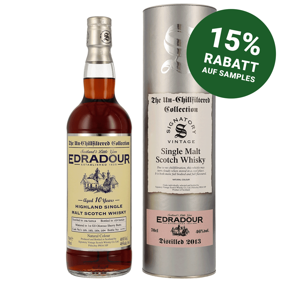 Edradour 2013/2023 - The Un-Chillfiltered Collection - Fassnummer 281+282+283+284 - Signatory Vintage