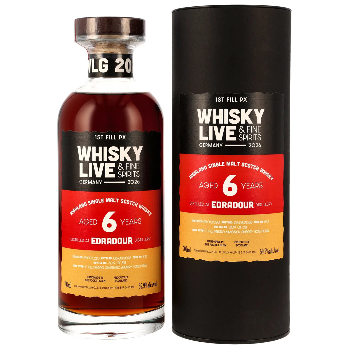 Edradour 2020/2026 - 6 Jahre - 1st Fill PX Hogshead - Fassnummer 42 - Whisky Live Germany 2026