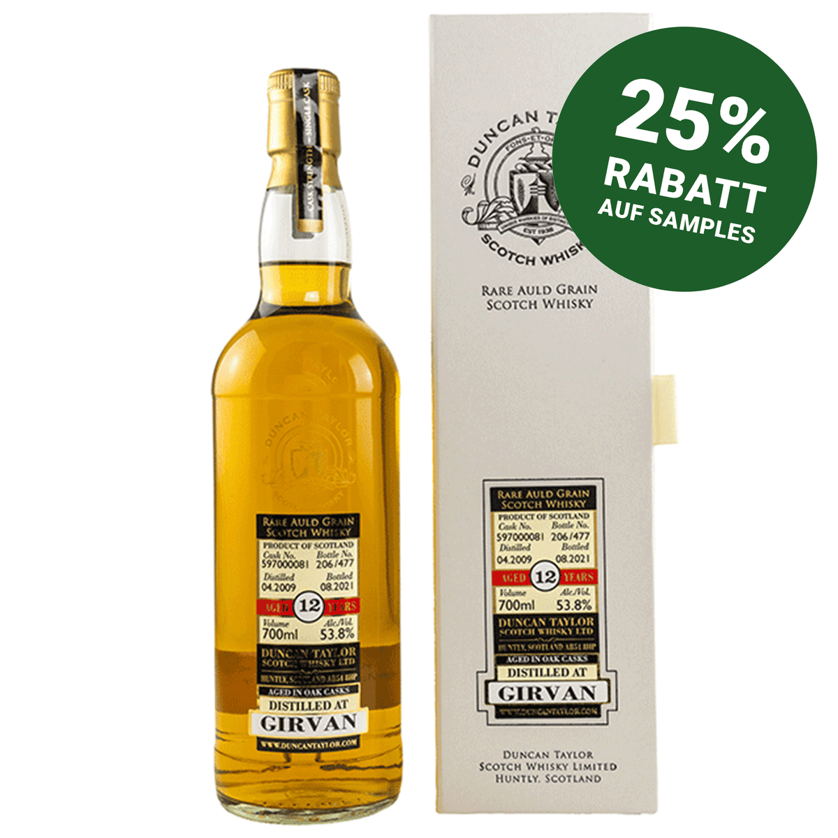 Girvan 2009/2021 - 12 Jahre - Fassnummer 597000081 - Rare Auld Grain - Duncan Taylor