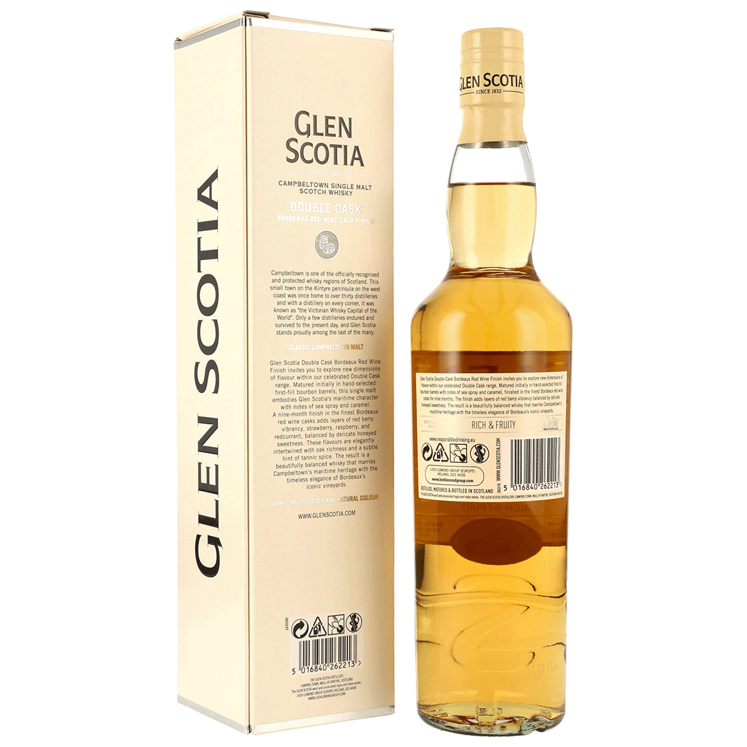 Glen Scotia Double Cask - Bordeaux Red Wine Cask Finish - Campbeltown Single Malt Scotch Whisky