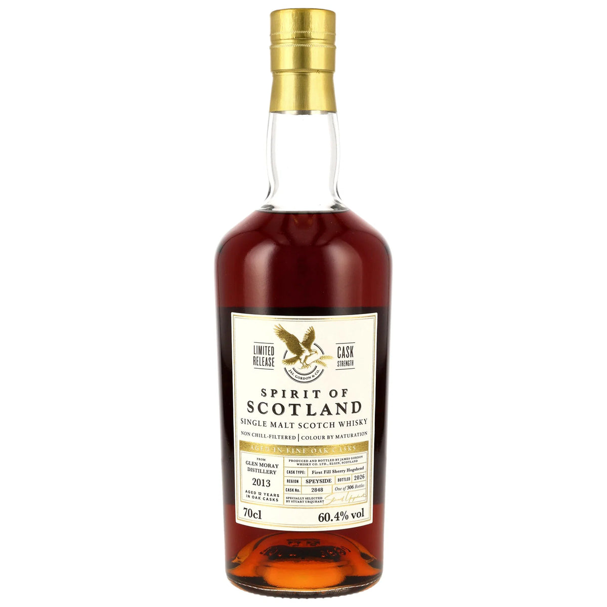 Glen Moray 2013/2026 - 12 Jahre - 1st Fill Sherry Hogshead - Fassnummer 2848 - Spirit of Scotland - Gordon & MacPhail