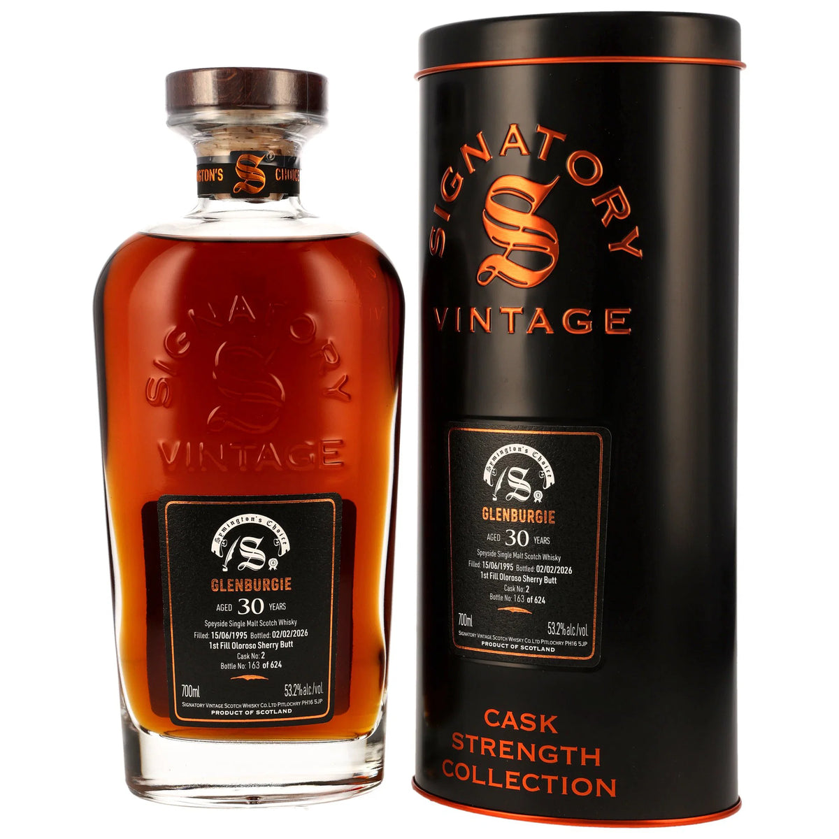 Glenburgie 1995/2026 - 30 Jahre - 1st Fill Oloroso Sherry Butt - Fassnummer 2 - Signatory Symingtons Choice