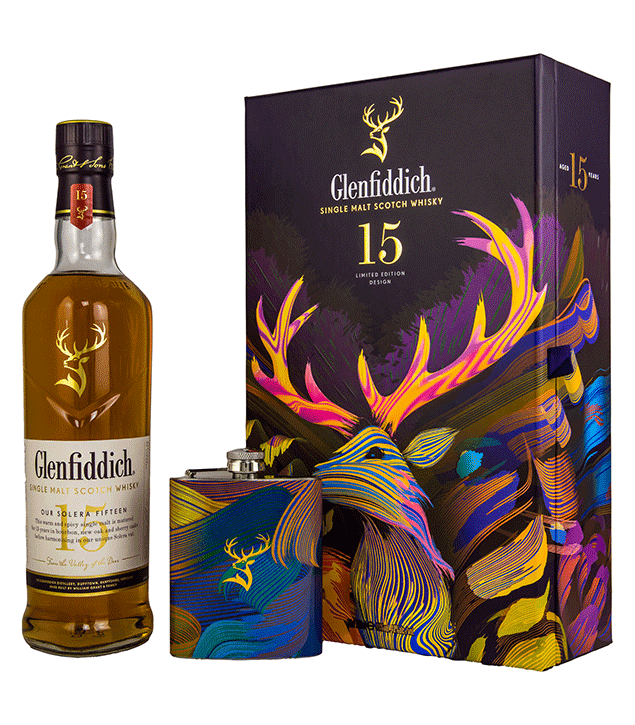 Glenfiddich 15 Jahre Solera - Limited Design mit Flachmann