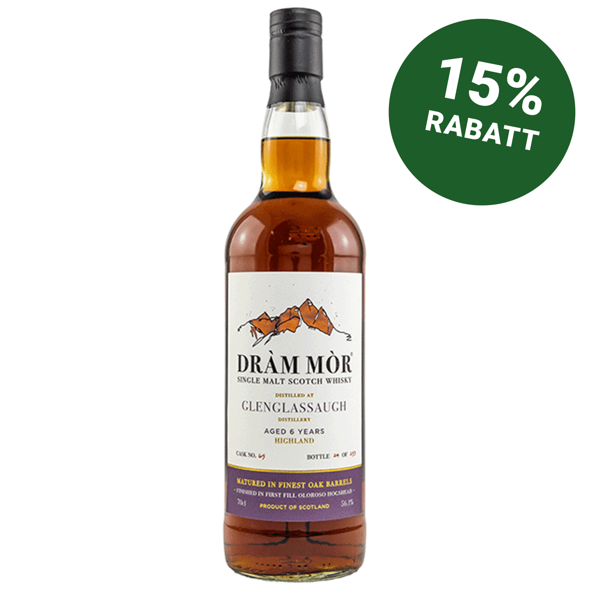 Glenglassaugh 6 Jahre - Oloroso Finish - Fassnummer 65 - Dram Mor