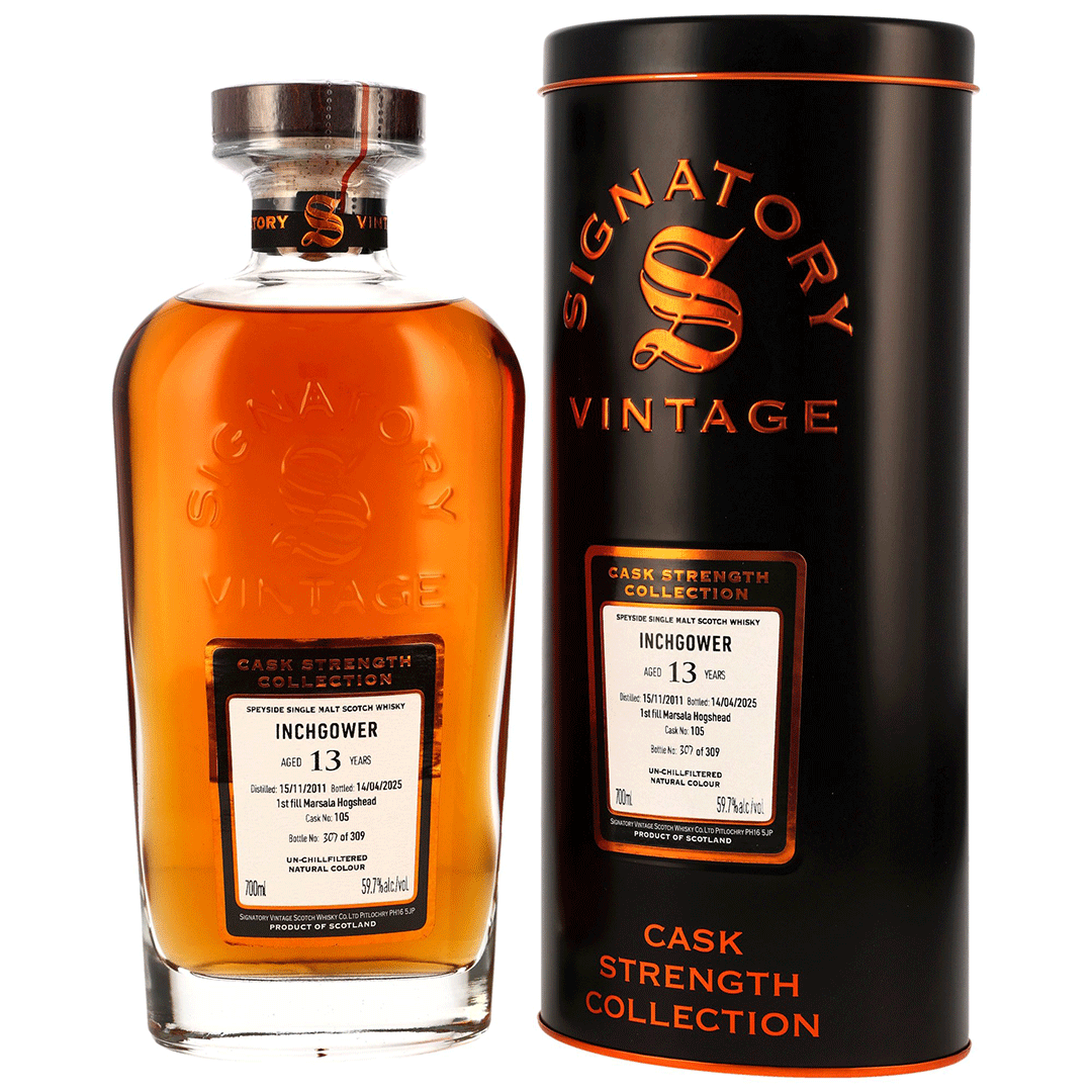Inchgower 2011/2025 - 13 Jahre - 1st Fill Marsala Hogshead - Fassnummer 105 - Cask Strength Collection - Signatory Vintage