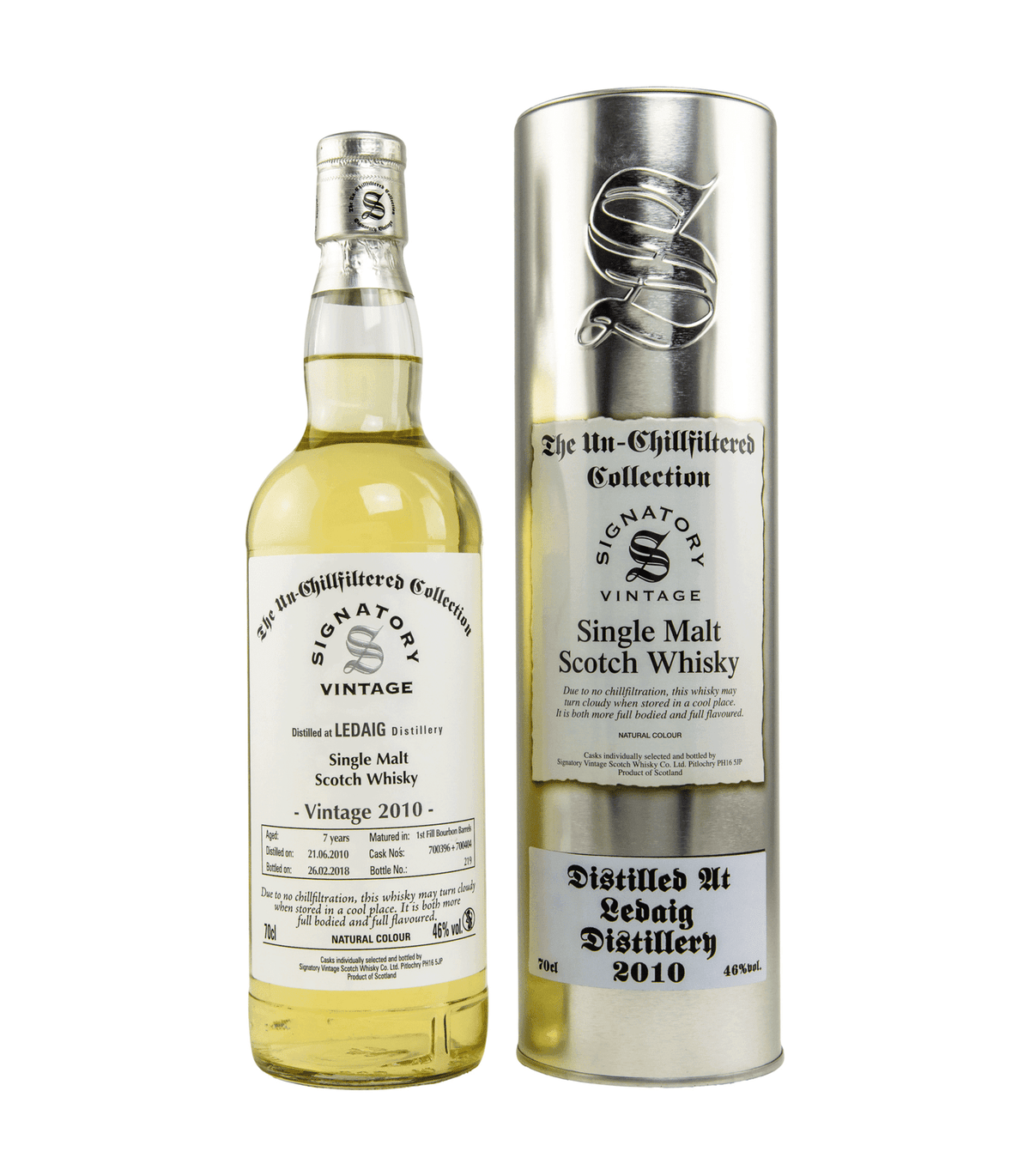 Ledaig 2010/2018 - The Un-Chillfiltered Collection - Fassnummer 700396+700404 - Signatory Vintage