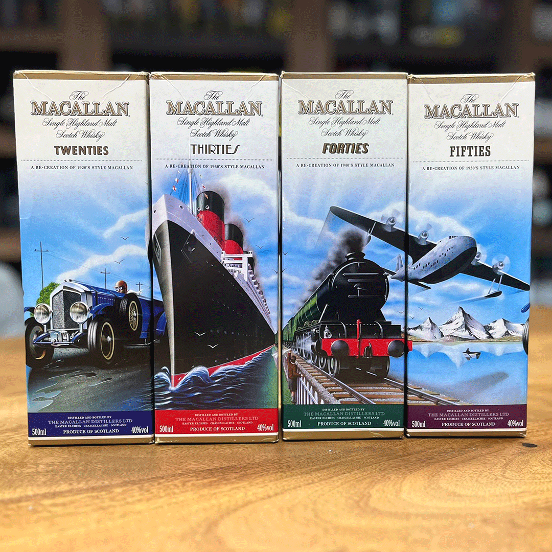 Macallan Travel Serie - Twenties, Thirties, Fourties und Fifties - 4 x 0,5l