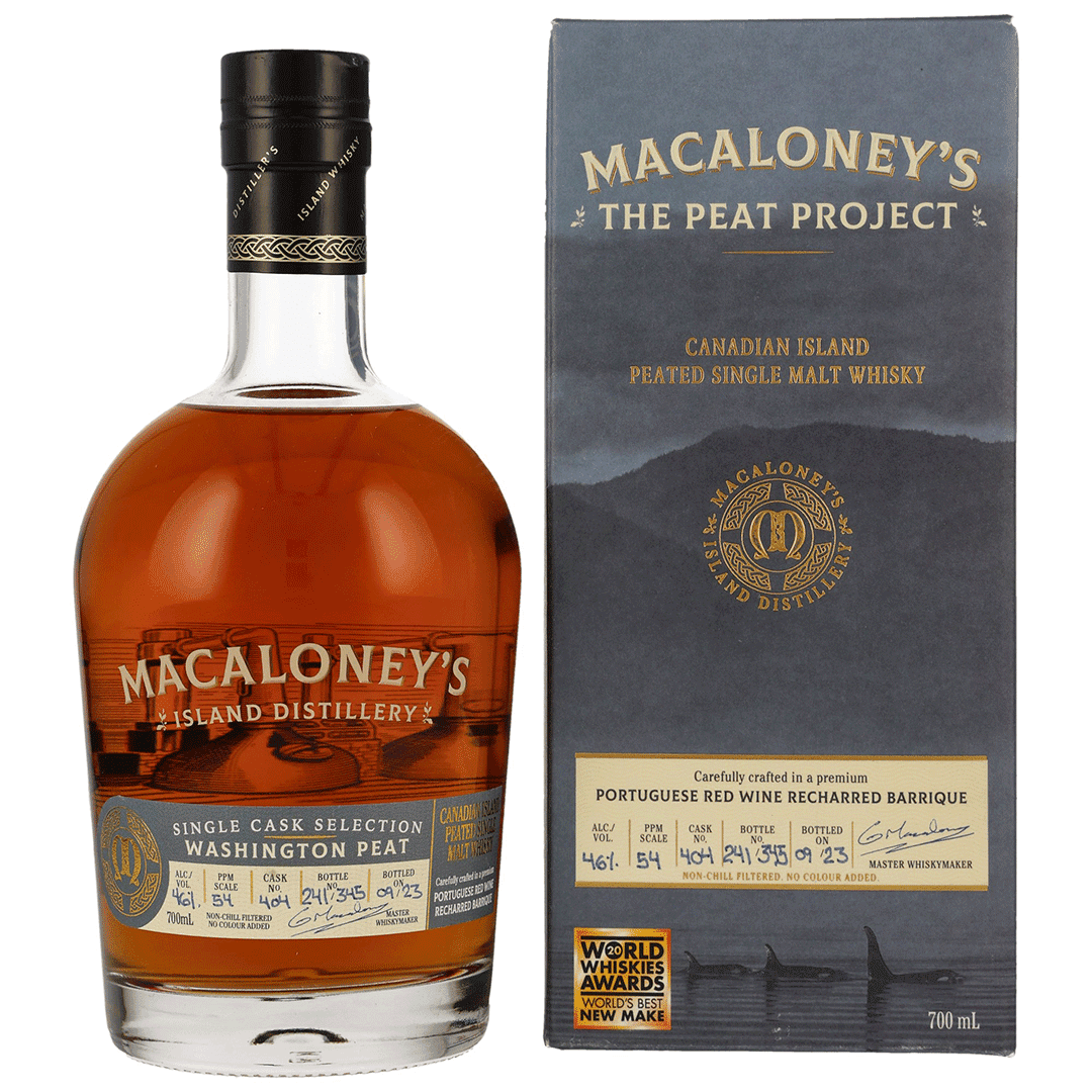 Macaloney`s - Washington Peat - Portuguese Red Wine Recharred Barrique - Fassnummer 404 - Canadian Single Malt