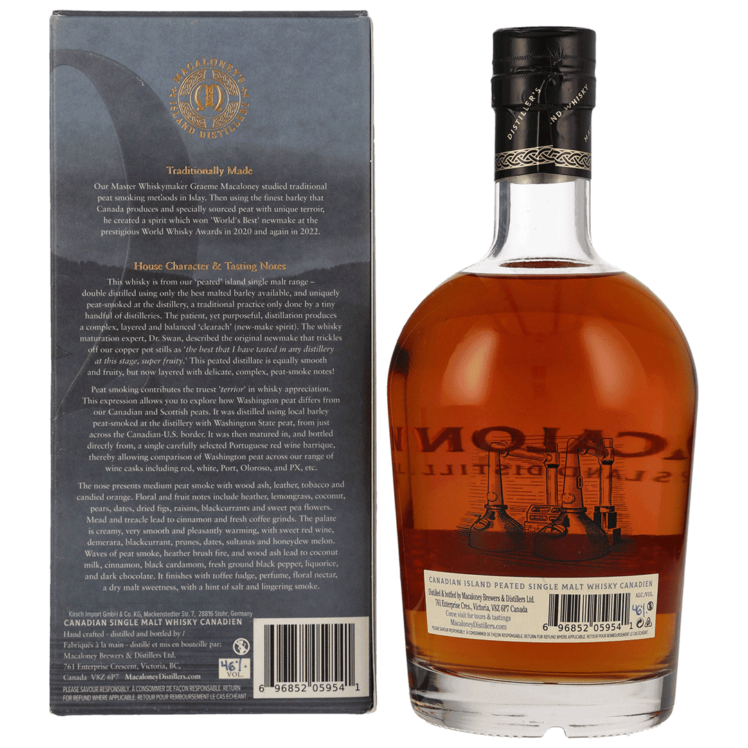 Macaloney`s - Washington Peat - Portuguese Red Wine Recharred Barrique - Fassnummer 404 - Canadian Single Malt