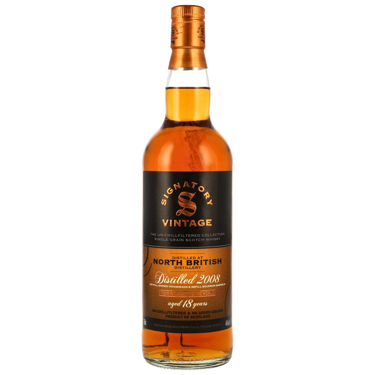 North British 2008/2026 - 18 Jahre - Single Grain - 1st Fill Sherry & Refill Bourbon Casks - The Un-Chillfiltered Collection - Signatory Vintage