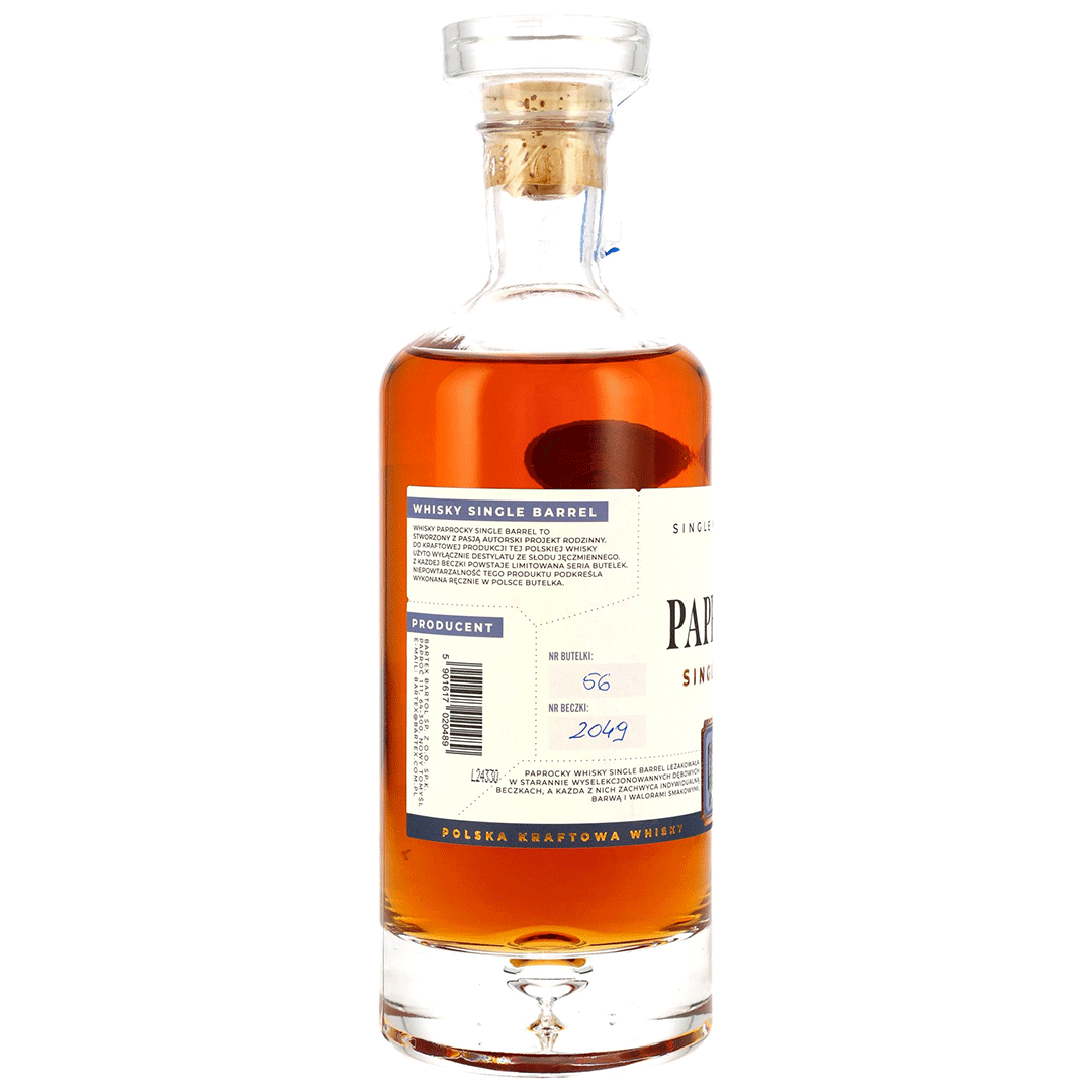 Paprocky Single Malt Whisky - Single Barrel - Fassnummer 2049 - Polska Whisky