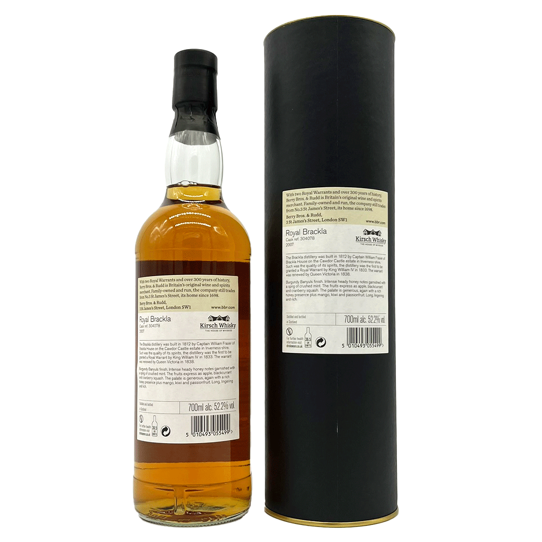 Royal Brackla 2007/2019 - Burgundy Wine Cask Finish - Fassnummer 304078 - Berry Bros & Rudd