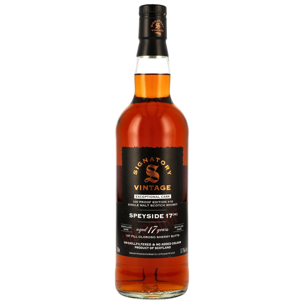 Speyside 17 (M) 2008/2026 - 17 Jahre - 1st Fill Oloroso Sherry Butts - Signatory 100 PROOF Exceptional Edition #16