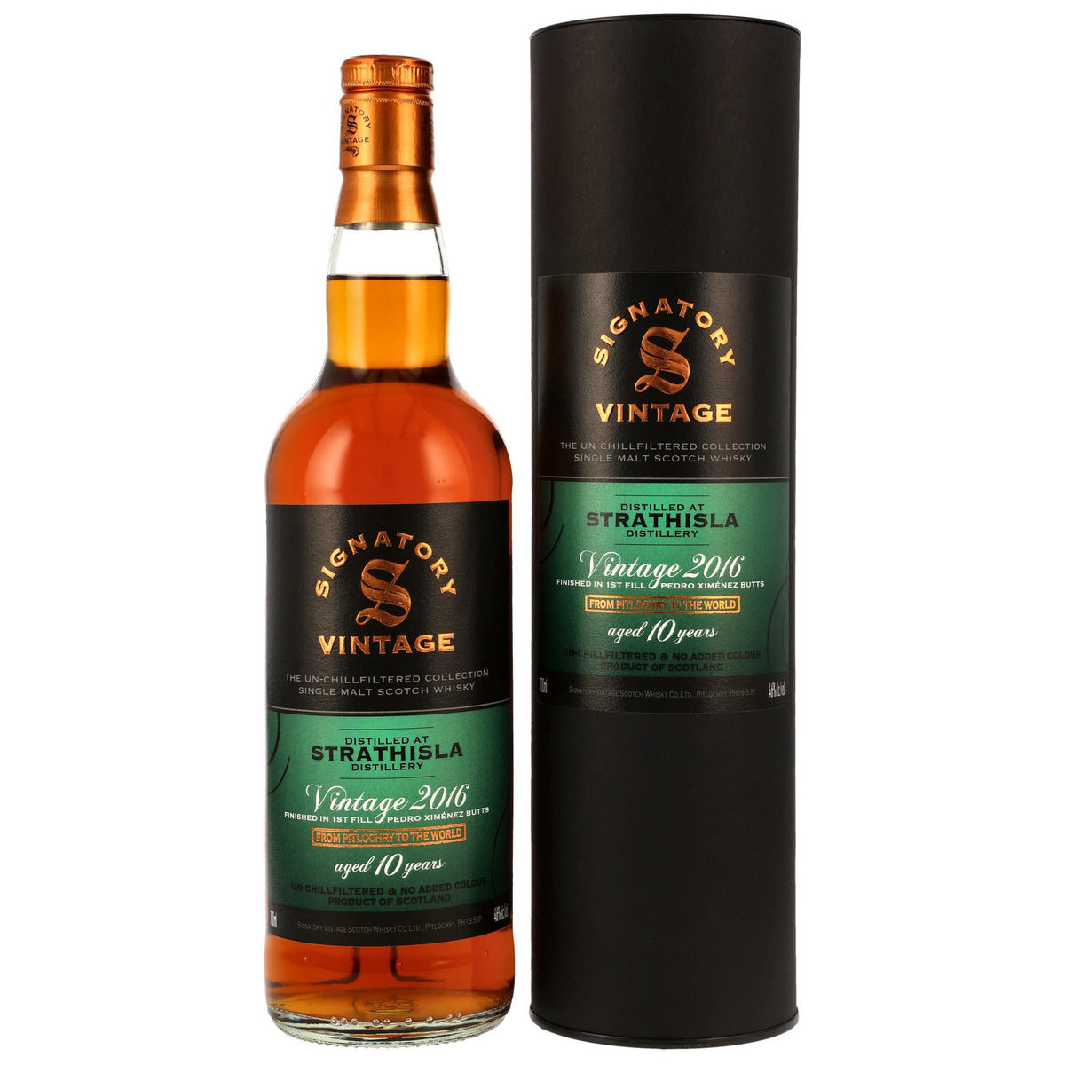 Strathisla 2016/2026 - 10 Jahre - 1st Fill PX Sherry Butts Finish - Fassnummer 22 + 23 - The Un-Chillfiltered Collection - Signatory Vintage