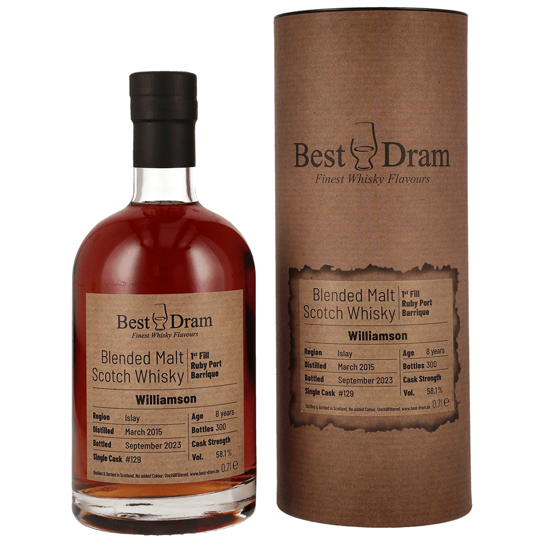 Williamson 2015/2023 - 8 Jahre - 1st Fill Ruby Port - Fassnummer 129 - Best Dram