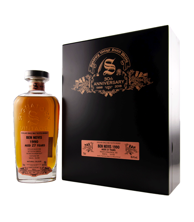 Ben Nevis 1990/2018 - 27 Jahre - 30th Anniversary + 2 Gläser - Signatory Vintage