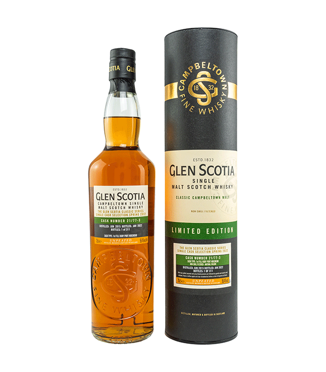 Glen Scotia Vintage 2015/2022 - 6 Jahre - 1st Fill Ruby Port Hogshead - Fassnummer 21/77-3