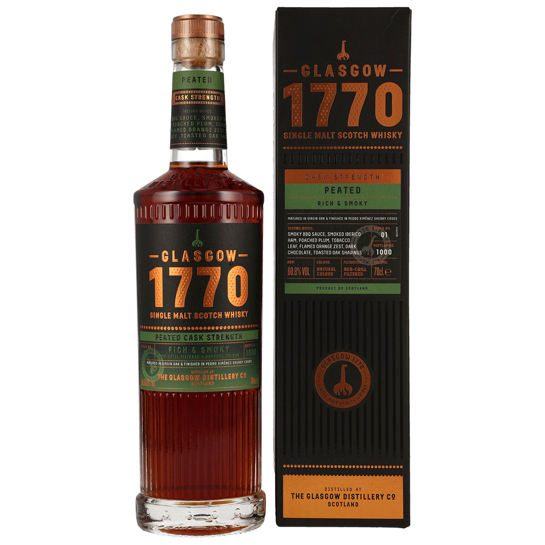 1770 Glasgow Single Malt Scotch Whisky - Peated Cask Strength - PX Cask Finish - Batch 01