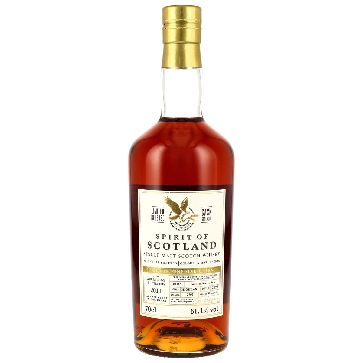 Aberfeldy 2011/2026 - 14 Jahre - 1st Fill Sherry Butt - Fassnummer 7791 - Spirit of Scotland - Gordon & MacPhail