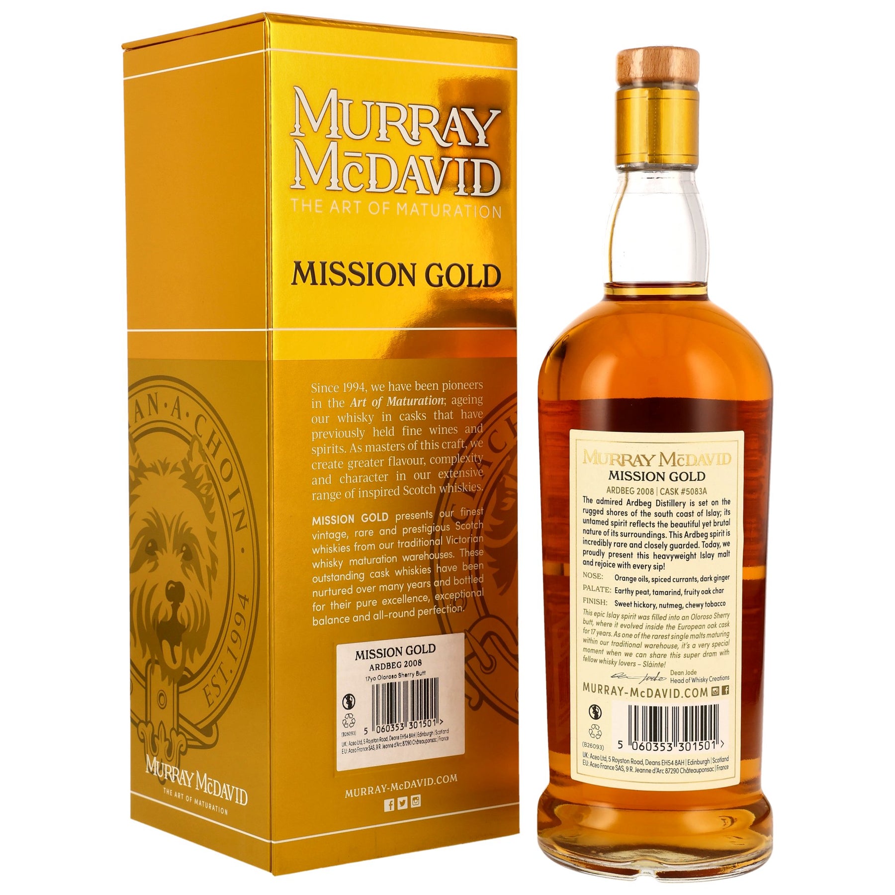 Ardbeg 2008/2026 - 17 Jahre - Oloroso Sherry Butt - Fassnummer 5038A - Mission Gold - Murray McDavid