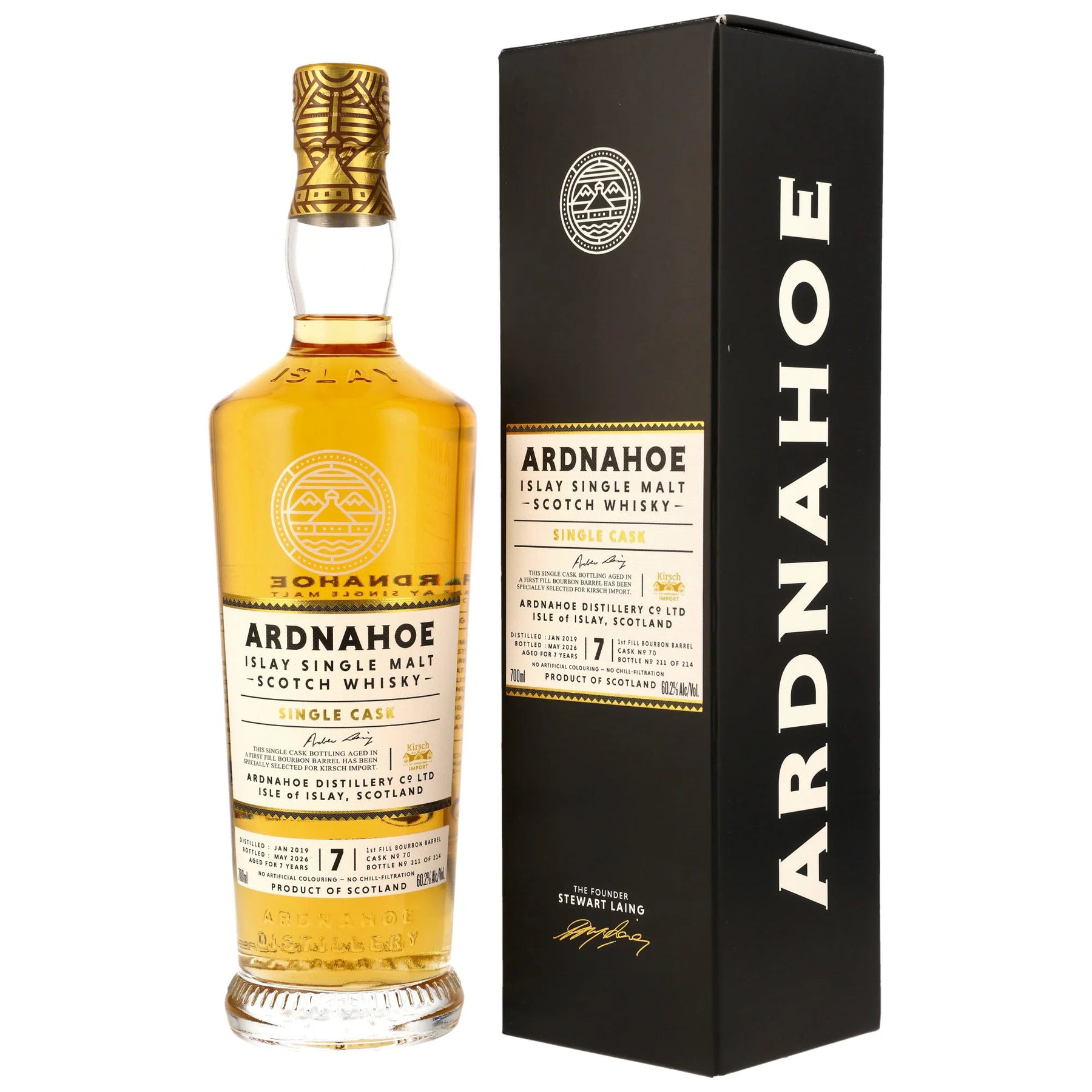 Ardnahoe 2019/2026 - 7 Jahre - 1st Fill Bourbon Barrel - Fassnummer 70 - 50th Anniversary Kirsch Import