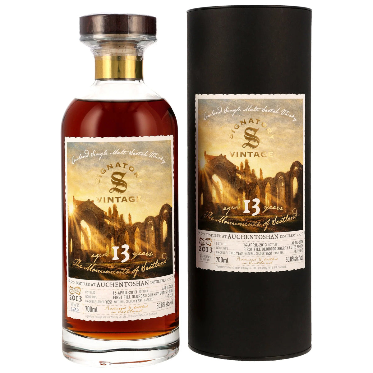 Auchentoshan 2013/2026 - 13 Jahre - 1st Fill Oloroso Sherry Butts Finish - Monuments of Scotland - Signatory Vintage
