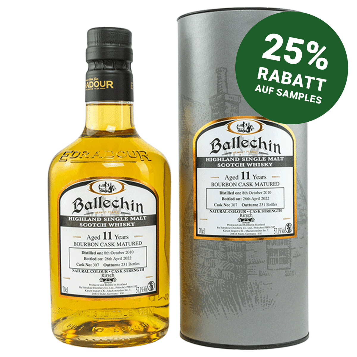 Ballechin 2010/2022 - 11 Jahre - Bourbon Cask Matured - Fassnummer 307