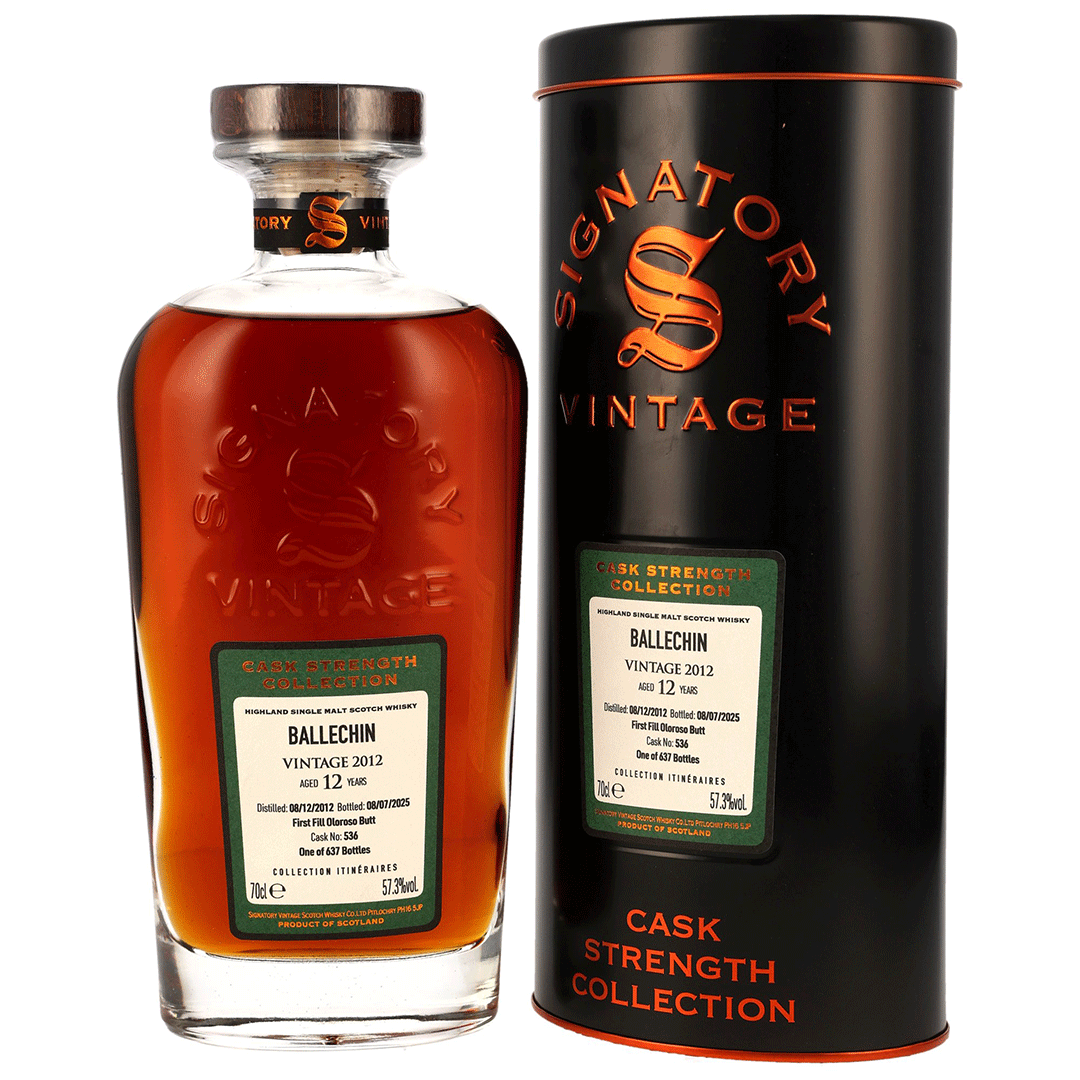 Ballechin 2012/2025 - 12 Jahre - 1st Fill Oloroso Sherry Butt - Fassnummer 536 - Cask Strength Collection - Signatory Vintage
