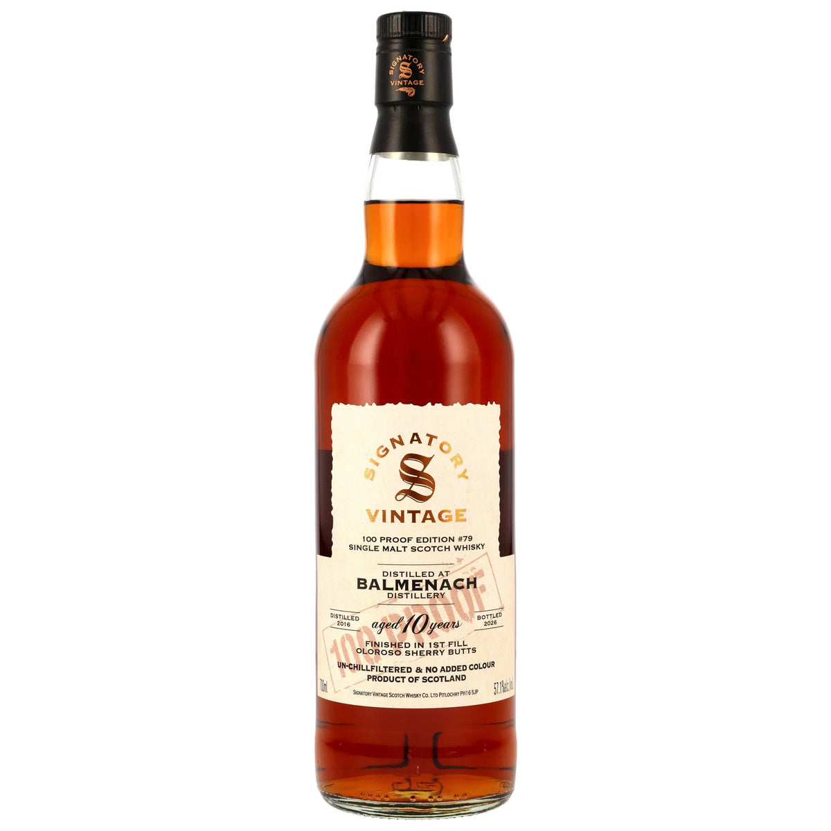 Balmenach 2016/2026 - 10 Jahre - 1st Fill Oloroso Sherry Butts Finish - Signatory 100 PROOF Edition #79