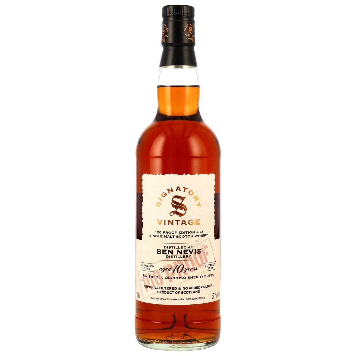 Ben Nevis 2015/2026 - 10 Jahre - Oloroso Sherry Butts Finish - Signatory 100 PROOF Edition #80