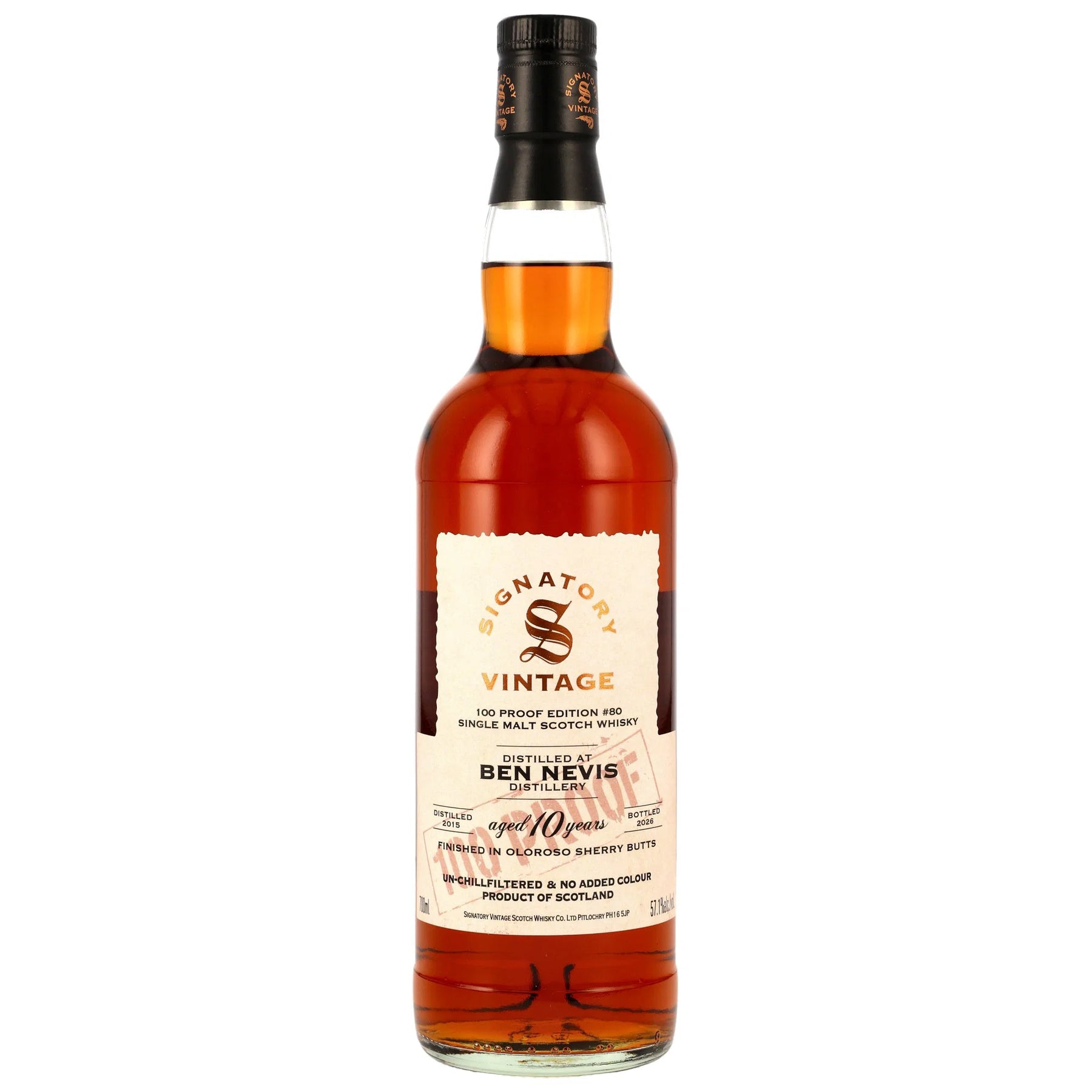 Ben Nevis 2015/2026 - 10 Jahre - Oloroso Sherry Butts Finish - Signatory 100 PROOF Edition #80