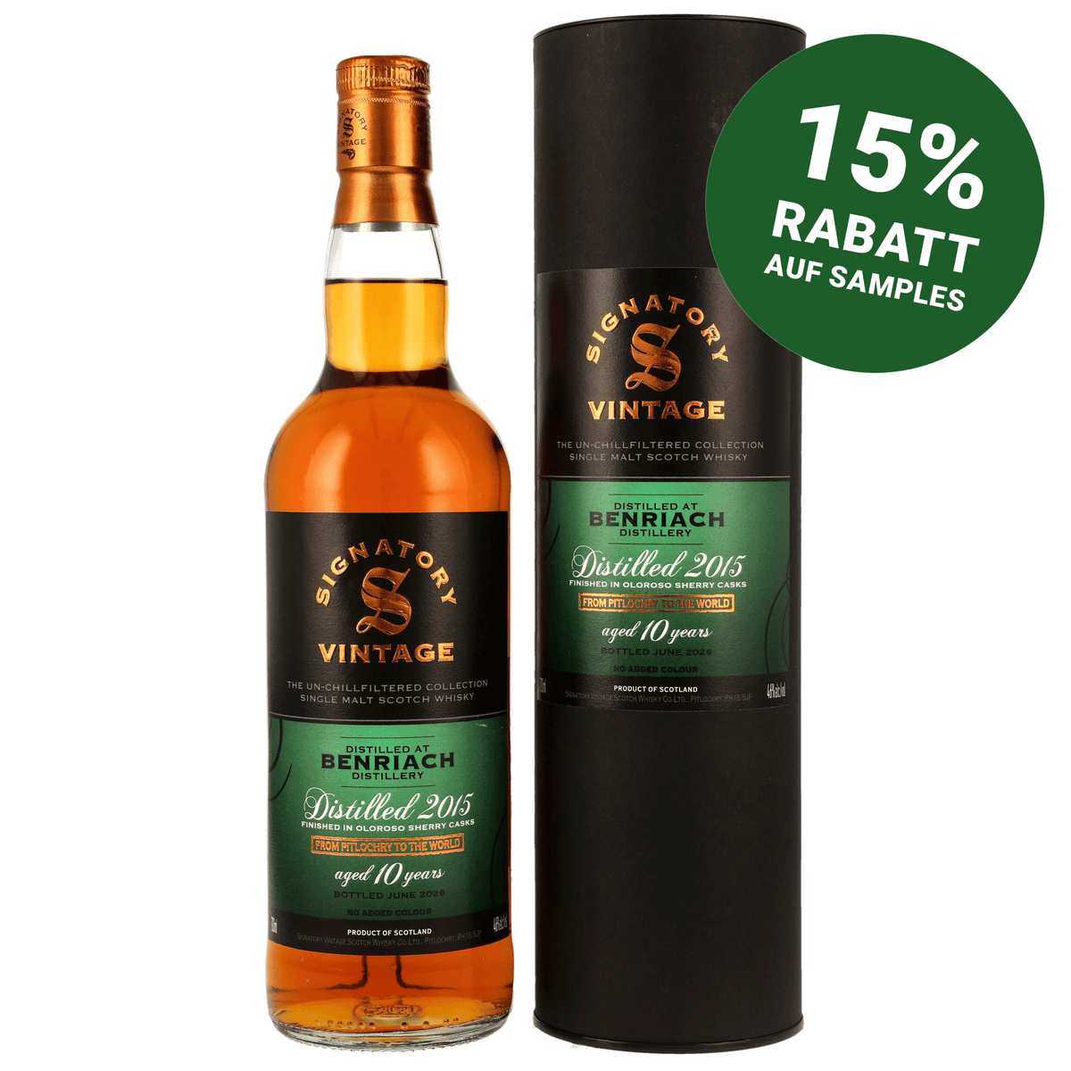Benriach 2015/2026 - 10 Jahre - Oloroso Sherry Casks Finish - The Un-Chillfiltered Collection - Signatory Vintage