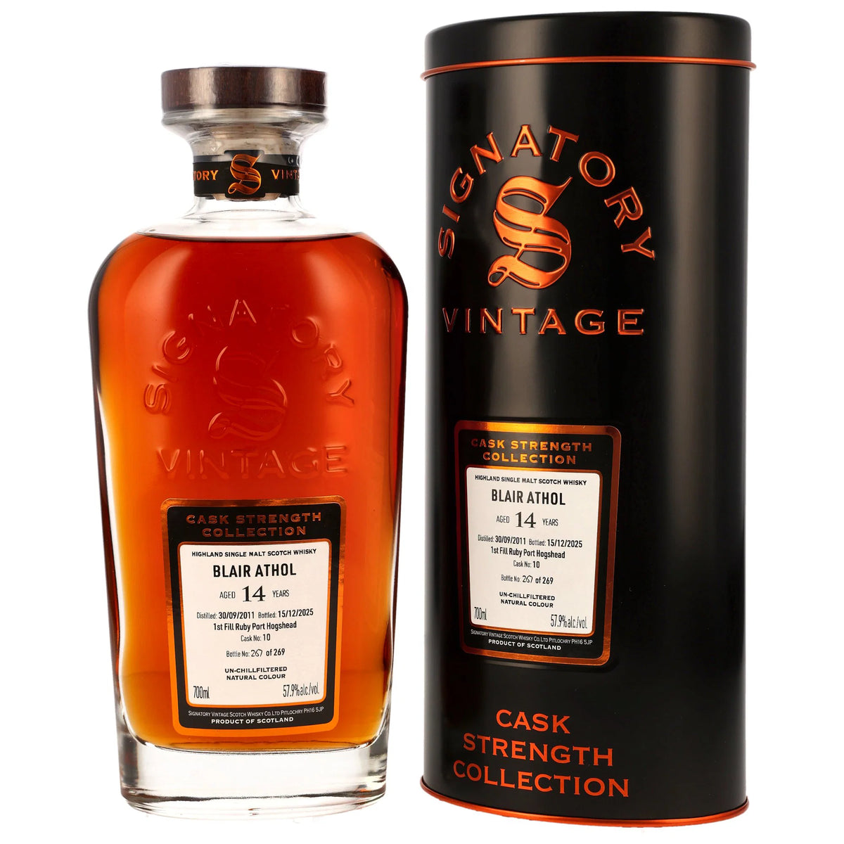 Blair Athol 2011/2025 - 14 Jahre - 1st Fill Ruby Port Hogshead - Fassnummer 10 - Cask Strength Collection - Signatory Vintage