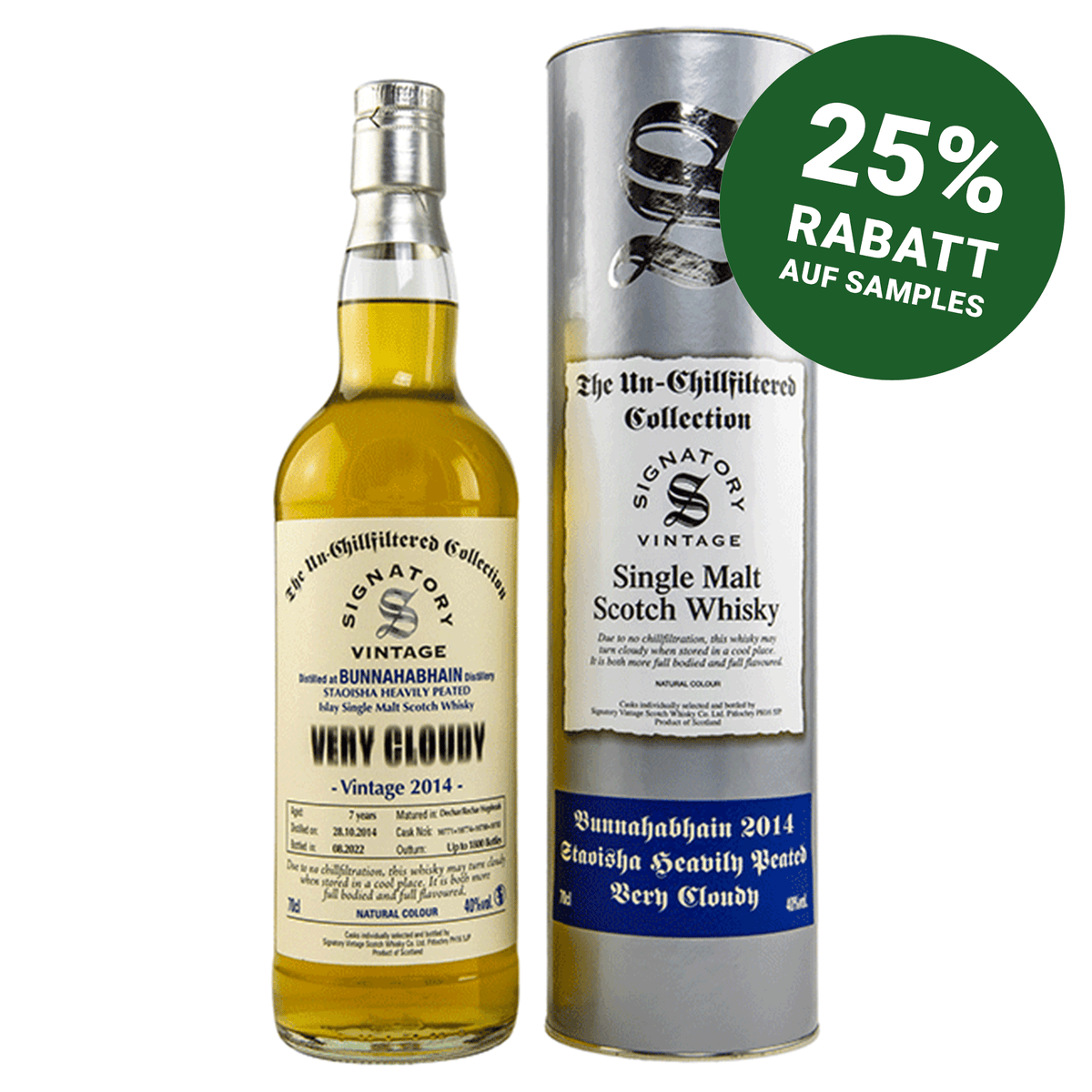 Bunnahabhain Staoisha 2014/2022 - The Un-Chillfiltered Collection - Very Cloudy - Fassnummer 10771+10774+1078+10783 - Signatory Vintage